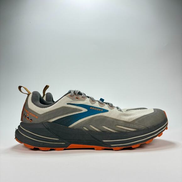 Brooks Cascadia 16 Gray Orange Trail Running Shoes 1103761D038 Men’s Size 10 - Picture 1 of 11